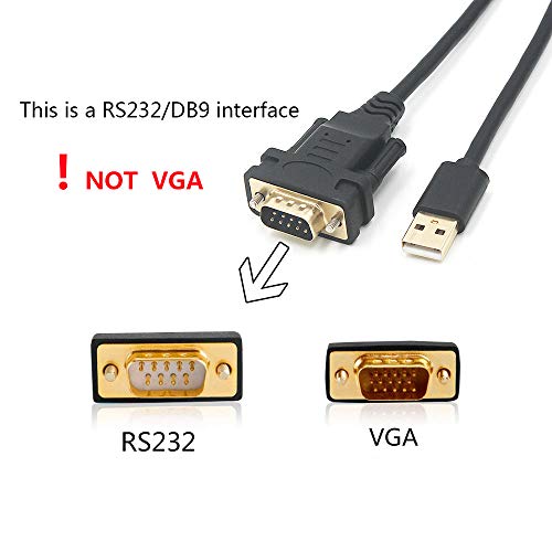 USB to Serial Adapter with FTDI Chipset,QCEs USB to RS232 DB9 Male Converter Serial Cable 6Ft Supports Windows 10, 8.1, 8,7, Vista, XP, 2000, Linux and Mac OS,Gold Plated Black