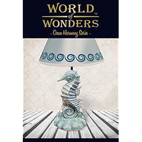 World of Wonders - Ocean Harmony - Sea Light Glow - Elegant Seahorse & Coral Decorative Table and Desk Lamp with Waves… 41jluMFfNoL