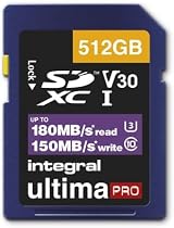 Integral 512GB SDXC Memory Card U3 V30 A2 UHS-I 180MB/s Read 130MB/s Write 4K view 2