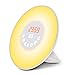 Wake Up Light Alarm Clock - 7 Colors Light - Sunrise Simulation with Night Light, Nature Sounds, FM Radio, USB Cable, Touch Control - 100% Life Time Guarantee