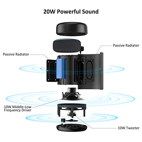 GGMM D7 Portable Speaker for Amazon Echo Dot 3rd Gen, Battery Power Supply 7 Hours Playtime, Increasing The Original Volume, Premium 360° Sound, Black (Dot Not Included)(Previous Version)
