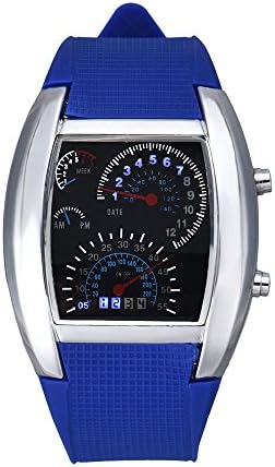 Damark Fashion Aviation Turbo Dial Flash LED Watch Gift Mens Lady Sports Car Meter (Blue)