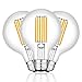 CRLight 8W Edison LED Globe Bulb 80W Equivalent 3000K Soft White 800 Lumens, E26 Base Antique G25 / G80 Clear Glass Globular Dimmable LED Filament Bulbs, Bathroom Vanity Mirror Light, Pack of 3