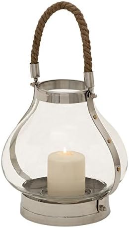 Bay Collection 11-inch Lantern Polished Stainless Steel Pillar Candle Holder