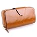 Yafeige Large Luxury Women's RFID Blocking Tri-fold Leather Wallet Zipper Ladies Clutch Purse(1-Waxed Brown)