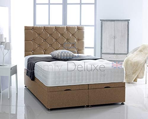 Comfy Deluxe LTD CHENILLE FABRIC OTTOMAN SIDE LIFT BED BASE WITH HEADBOARD ONLY (MINK, 3FT SMALL)