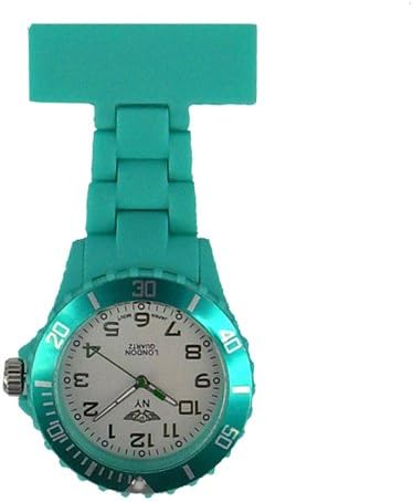 prince londonNY New York Rubberised Plastic Nurses fob Watch with pin - Turquoise with White face