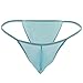 FEESHOW Men's Silky Bugle Pouch Tanga Briefs Bikini Underwear (One Size, Blue)