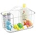 mDesign Plastic Nursery Storage Caddy Tote, Divided Bin with Handle for Child/Kids - Holds Bottles, Spoons, Bibs, Pacifiers, Diapers, Wipes, Baby Lotion - BPA Free, Small - Clear