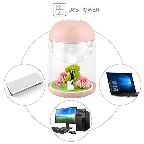 Loneyshow Micro Landscape humidifier Diffuser 180ml Cool Mist Humidifier with Adjustable Mist Mode, Waterless Auto Shut-off (Pink) - Thumbnail 6
