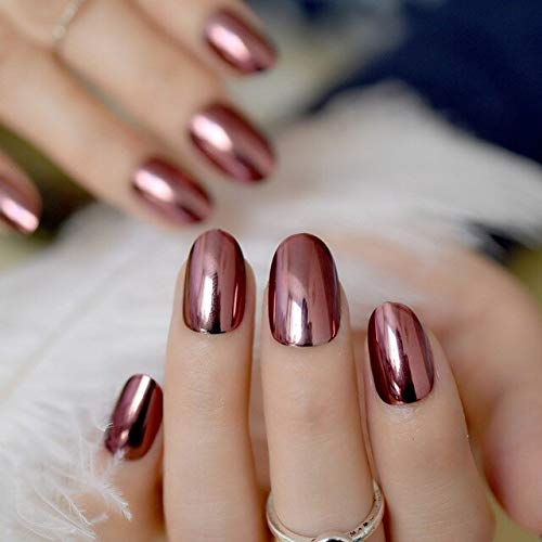 Buy Homely Pink Mirror Acrylic Nails Metallic Short Full Wrap Nail