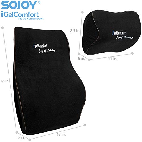 Sojoy iGelComfort Enhanced Multi-Use (Car/Truck/Office/Home/Outside) Gel Seat Cushion with Memory Foam (Black) (19x15x5)