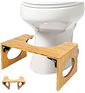 BQYPOWER Toilet Stool, Bamboo 8 Inch Toilet Potty Stool, Foldable Bathroom Poop Stool with Non-Sl...