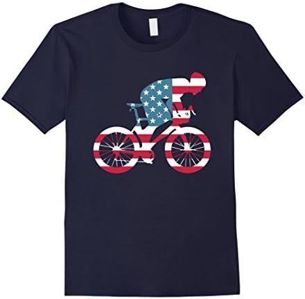 Mens American Flag Patriotic Cyclist T-Shirt XL Navy