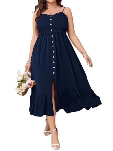 SCOMCHIC Boho Summer Dress Navy Blue