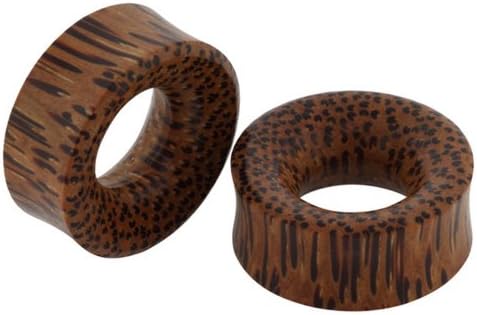 Pair of Natural Coco Wood Double Flared Tunnel Plugs 22mm 7/8"