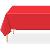 QIKSION 2 Pack Red Plastic Table Cloth Disposable, Red Tablecloth | 54 x 108 Inch Rectangle Tablecloths for Valentines, Mothers Day, Birthday Party, Christmas Decorations, Plastic Table Cover