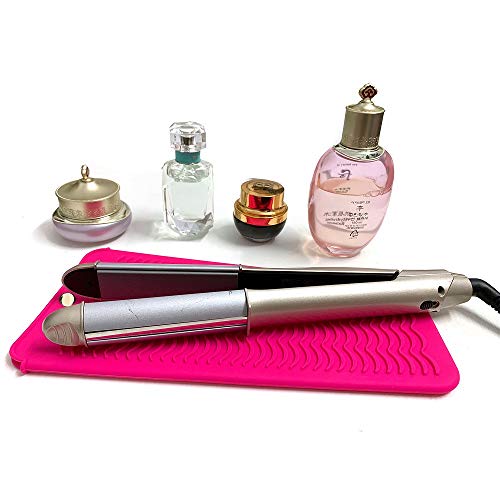 [Upgrade] Button Lock Heat Resistant Silicone Mat Pouch, Lessmon Hair Styling Tools for Curling Irons, Hair Straightener, Flat Irons, Length 11.5 & Width 6 Inches, Food Grade Silicone, Pink - Thumbnail 7
