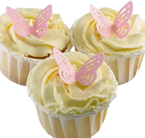 HTN - 60 Pezzi Farfalla Topper Topper Glitter Topper Torta Farfalla Decorazione Di Cupcake Per Il Compleanno 8421013260724
