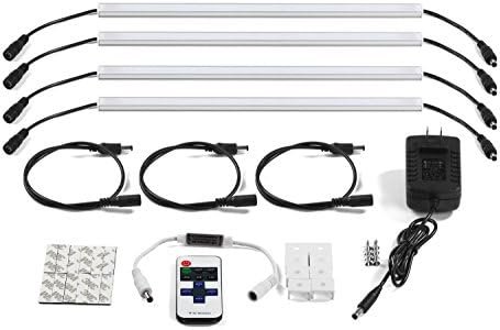 LED Under Cabinet Lighting Kit, 4pcs Extendable Under Counter LED Light Bars Dimmable, Use it in kitchen,Safe,Locker,Shelf,Show Case Lighting,cabinet,garage,closet, etc