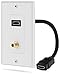 4K HDMI Wall Plate, Fosmon 1-Port HDMI Cable Cord with Ethernet + Coaxial TV F Connector, Single Outlet Port Faceplate Cover for HDTV, Home Theater, DVD, Xbox, PS3/PS4, Nintendo Switch primary