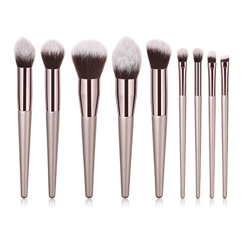 BBL 9PCs Professional Makeup Brush Set, Premium Cosmetic Brushes for Foundation Powder Concealers Eye Shadows Eyebrow with Cruelty-Free Synthetic Fiber Bristles and Wooden Handle, Champagne 1 BBL 9PCs Professional Makeup Brush Set, Premium Cosmetic Brushes for Foundation Powder Concealers Eye Shadows Eyebrow with Cruelty-Free Synthetic Fiber Bristles and Wooden Handle, Champagne