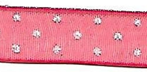 BEEKLEY BOWS 3/8" Narrow Polka Dot Printed Sheer Craft Sewing Ribbon Trim, 5 Yards (Red/White)