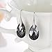 Black Crystal Earrings For Women, Ladies Friends Sterling Silver Hypoallergenic Drop Earring Jewelry