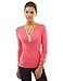 PattyBoutik Women's Notch Neck Buttons Trim Top (Bright Heather Coral M)