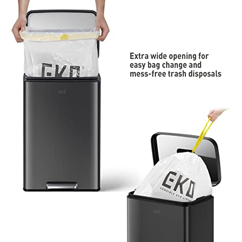 EKO Madison Matte Black 50 Liter/13.2 Gallon Step Trash Can with Inner