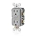 Leviton GFCI Outlet, 15 Amp, Self Test, Tamper-Resistant with LED Indicator Light, Protection from Electric Shock and Electrocution, GFTR1-GY, Gray