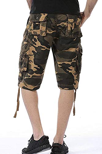 HHGKED Men's Twill Cargo Shorts (Khaki camo, 30)