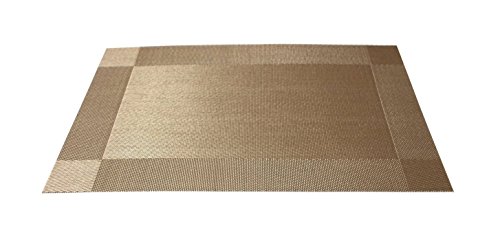 Washable Kitchen Dining Table Placemats Non-slip Woven Vinyl Restaurant Placemats Set of 4 from Ocharzy (Gold)