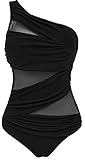 AbeTammy Women's Swimsuit Monokinis Off-shoulder Mesh One Piece Bikini Tops Swimwear