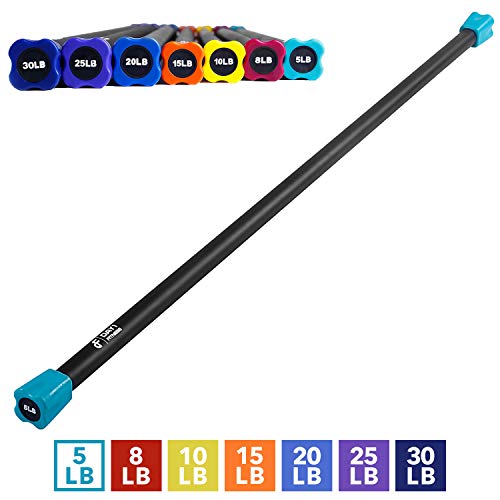 Day 1 Fitness Weighted Workout Bar with Rubber Padding, 7 Size and