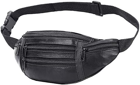 VOCUS PU Leather Waist Fanny Pack for Men Multipockets Belt Bum Bag for Hiking Travel