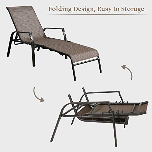 PATIO TREE 2Piece Folding Textilene Mesh Sling Outdoor Chaise Lounge