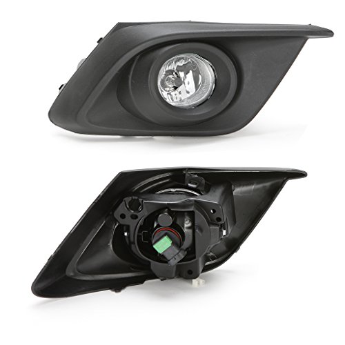 LEDIN For 2014 2015 2016 Mazda 3 Clear Fog Driving Light Kit w/Black Bezel Switch Bulbs
