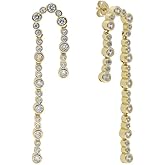 Malibu Sunday Constellation Dangle Drop Earrings for Women – 18K Gold Plated Long Bezel Cubic Zirconia Earrings – Lightweight Statement Jewelry for Gifts, Parties, Weddings