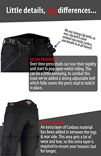 Texpeed heren motorbroek - 4 seizoen cargo Cordura waterdicht CE (EN 1621-1) bescherming - Zwart - Alle maten - Image 6