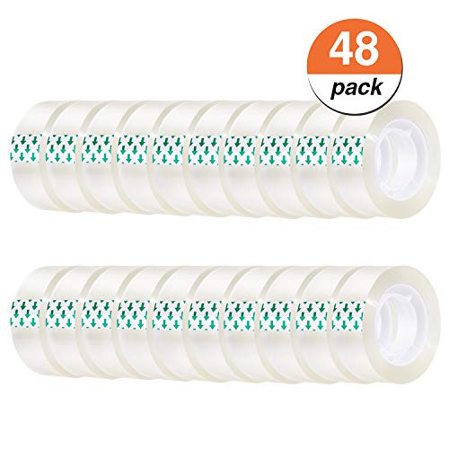 Favourde Transparent Tape Clear Tape 3/4 inches Tape Refill Roll for Office, Home, School (48 Rolls) (48)