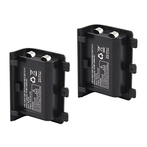 Tera 2Pcs 2400mAh Rechargeable Replacement Battery Pack for XBOX ONE Controller with Charge Cable Black with Tera Dust Cloth Tera 2Pcs 2400mAh Rechargeable Replacement Battery Pack for XBOX ONE Controller with Charge Cable Black with Tera Dust Cloth