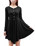Allegra K Women Long Sleeve Button-Front Irregular Hem A Line Casual Shirt Dress X-Large / US 18 Black