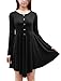 Allegra K Women Long Sleeve Button-Front Irregular Hem A Line Casual Shirt Dress X-Large / US 18 Black