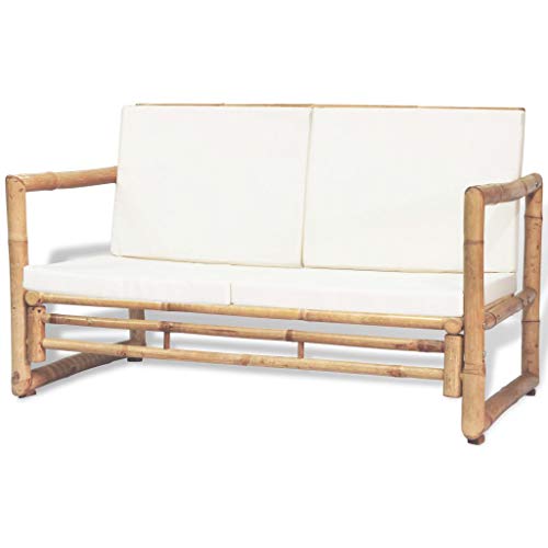 Tidyard Gartenmöbel Bambus Gartengarnitur Sitzgruppe Sessel Bank Tisch Sitzgarnitur Garten Set 3 Stühle 1 Tisch – Bild 5