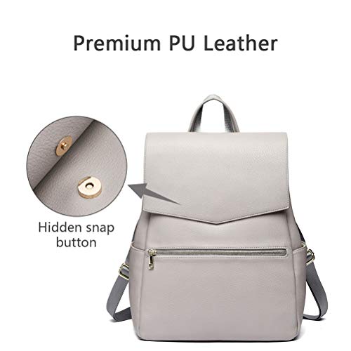 HaloVa Diaper Bag, Baby Nappy Backpack, Premium Leather Women's Travel Bag, Mommy Maternity Shoulder Bag with Baby Changing Pad, Stroller Straps and Milk Bottle Pouch, Light Gray, Small - Thumbnail 3