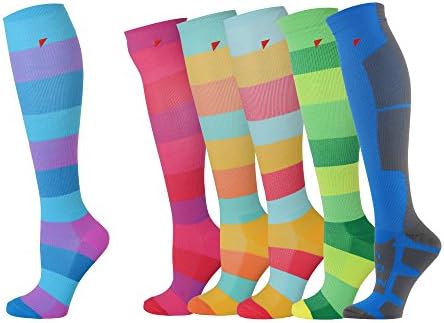 Compression Socks for Men and Women (1 Pair) 15-25% mmHg Moderately Graduated. Optimized for Athletic Sports; for Active Professions and Flight Travel (Small, Light blue, Light pink, Dark blue)
