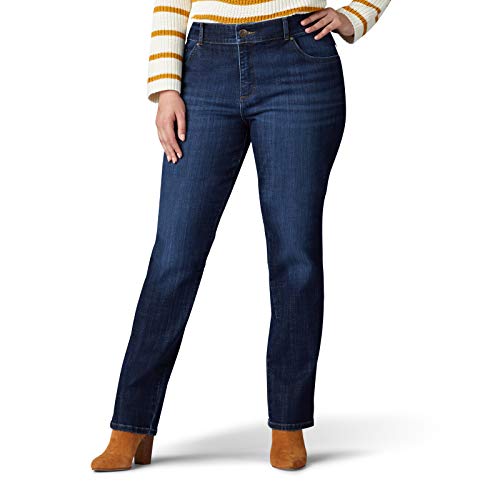 Lee Women's Plus Size Relaxed Fit Straight Leg Jean, Bewitched, 26 Plus Petite
