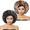 2Pcs-Satin-Bonnet-Silk-Night-Sleep-Cap-Wide-Band-Soft-Sleep-Hat-Sleeping-Hair-Care-Headwrap-for-Long-Short-Curly-Natural-HairBlackLeopard-pattern 2Pcs Satin Bonnet, Silk Night Sleep Cap Wide Band Soft Sleep Hat Sleeping Hair Care Headwrap for Long Short Curly…