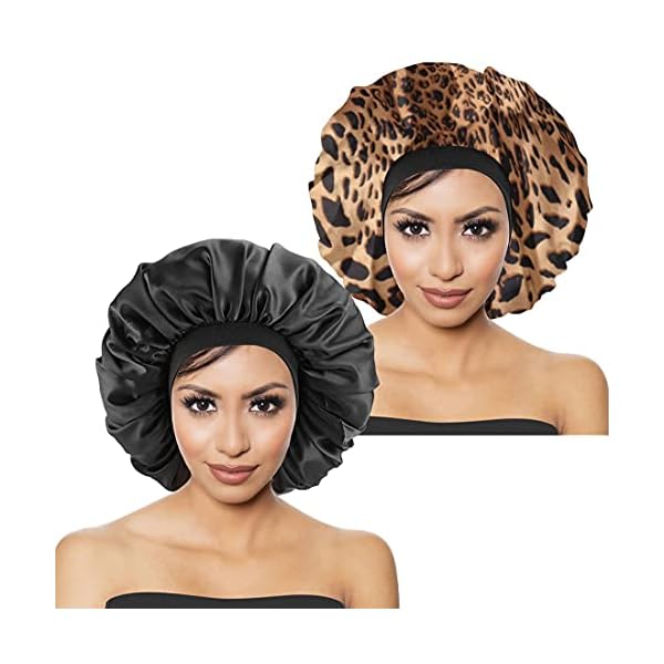 2Pcs-Satin-Bonnet-Silk-Night-Sleep-Cap-Wide-Band-Soft-Sleep-Hat-Sleeping-Hair-Care-Headwrap-for-Long-Short-Curly-Natural-HairBlackLeopard-pattern 2Pcs Satin Bonnet, Silk Night Sleep Cap Wide Band Soft Sleep Hat Sleeping Hair Care Headwrap for Long Short Curly…